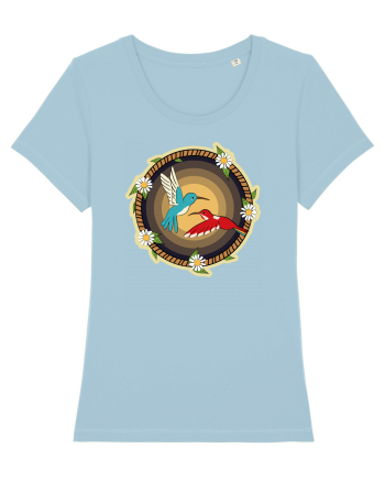 Cuplu de păsări colibri retro Sky Blue