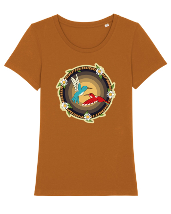 Cuplu de păsări colibri retro Roasted Orange