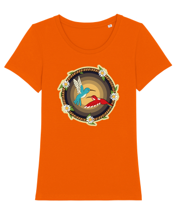 Cuplu de păsări colibri retro Bright Orange