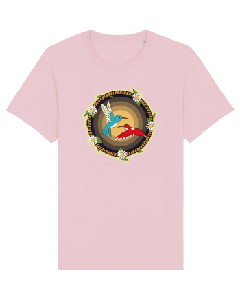 Cuplu de păsări colibri retro Cotton Pink
