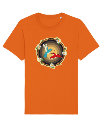 Cuplu de păsări colibri retro Bright Orange