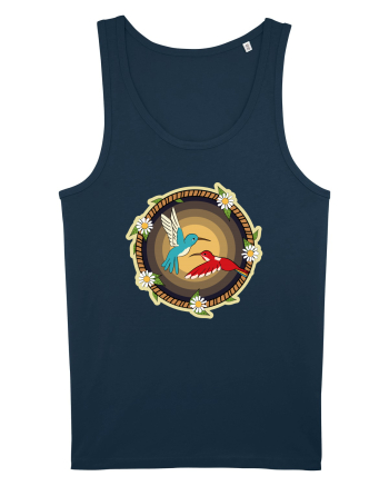 Cuplu de păsări colibri retro Navy