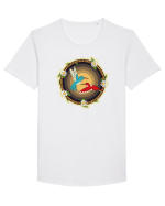 Cuplu de păsări colibri retro Tricou mânecă scurtă guler larg Bărbat Skater