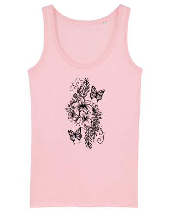 Fluturi și flori Cotton Pink