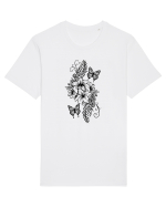 Fluturi și flori Tricou mânecă scurtă Unisex Rocker