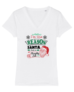 Lista lui Moș Crăciun Tricou mânecă scurtă guler V Damă Evoker