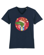 Crocodil de Crăciun Tricou mânecă scurtă guler V Bărbat Presenter