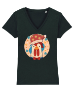 Găina de Crăciun Tricou mânecă scurtă guler V Damă Evoker