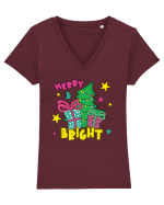 Merry and Bright Tricou mânecă scurtă guler V Damă Evoker