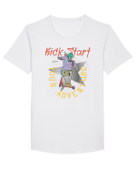 Kick Start Your Adventure Tricou mânecă scurtă guler larg Bărbat Skater