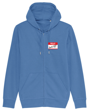 Hello My Name is: Fuck Off! Name Tag Bright Blue