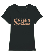 Coffee $ Anesthesia Tricou mânecă scurtă guler larg fitted Damă Expresser