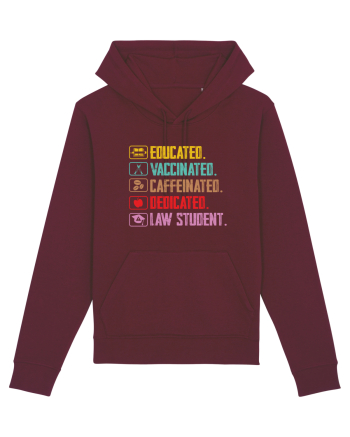 Educated. Vaccinated. Caffeinated. Dedicated. Law Student Burgundy