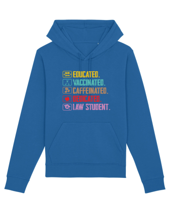 Educated. Vaccinated. Caffeinated. Dedicated. Law Student Royal Blue