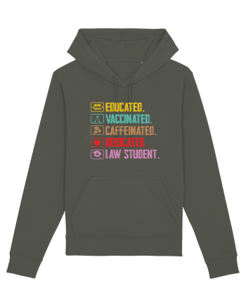 Educated. Vaccinated. Caffeinated. Dedicated. Law Student Khaki