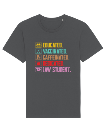 Educated. Vaccinated. Caffeinated. Dedicated. Law Student Anthracite