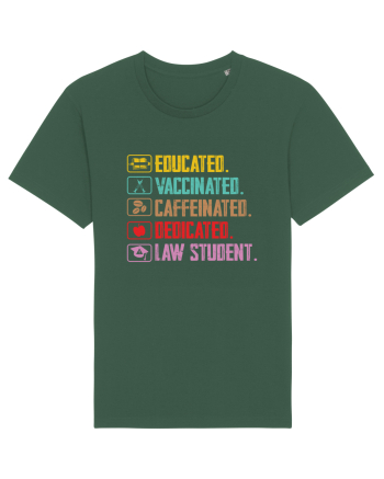 Educated. Vaccinated. Caffeinated. Dedicated. Law Student Bottle Green