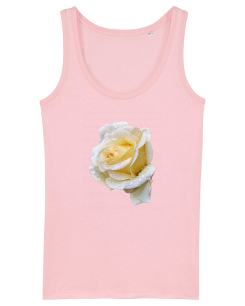 Trandafir romantic alb dupa ploaie Cotton Pink