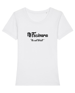 Fecioara Tricou mânecă scurtă guler larg fitted Damă Expresser