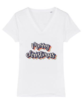 Merry Christmas Retro Style White