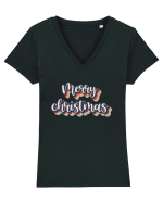 Merry Christmas Retro Style Tricou mânecă scurtă guler V Damă Evoker
