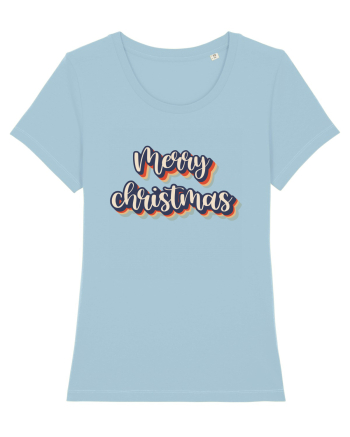 Merry Christmas Retro Style Sky Blue