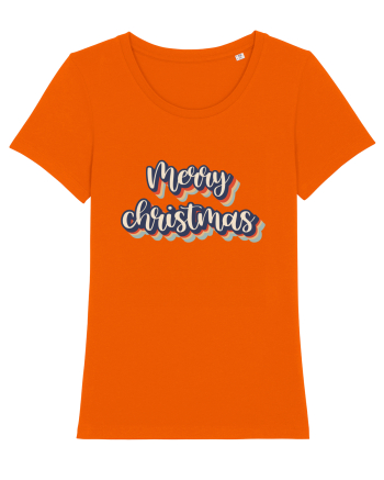 Merry Christmas Retro Style Bright Orange