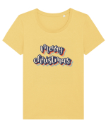 Merry Christmas Retro Style Tricou mânecă scurtă guler larg fitted Damă Expresser