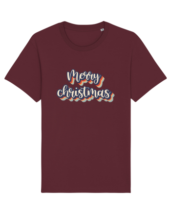 Merry Christmas Retro Style Burgundy