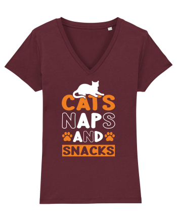 Cats Naps And Snacks Burgundy