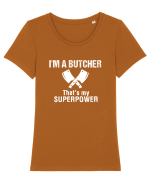 Butcher Tricou mânecă scurtă guler larg fitted Damă Expresser