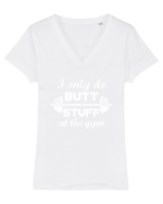 Butt stuff at the gym. Tricou mânecă scurtă guler V Damă Evoker