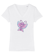 Fluturasi Pentru Copii Cute Butterflies Butterfly Tricou mânecă scurtă guler V Damă Evoker