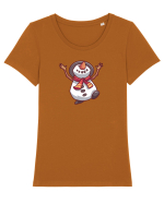 Om De Zapada Design Pentru Copii Si Adulti Copii De Craciun Tricou mânecă scurtă guler larg fitted Damă Expresser