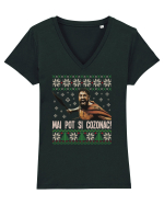 cu motive de Craciun - Mai pot și cozonac Tricou mânecă scurtă guler V Damă Evoker