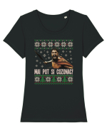 cu motive de Craciun - Mai pot și cozonac Tricou mânecă scurtă guler larg fitted Damă Expresser