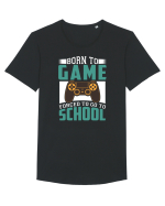 Born To Game Forced To Go To School Tricou mânecă scurtă guler larg Bărbat Skater