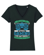 Imagine Life Without Gaming... Tricou mânecă scurtă guler V Damă Evoker