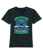 Imagine Life Without Gaming... Tricou mânecă scurtă guler V Bărbat Presenter