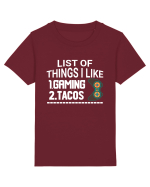 List Of Things I Like: Gaming, Tacos Tricou mânecă scurtă  Copii Mini Creator