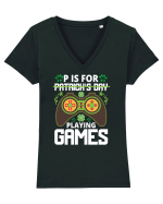 P is for Playing Games Tricou mânecă scurtă guler V Damă Evoker