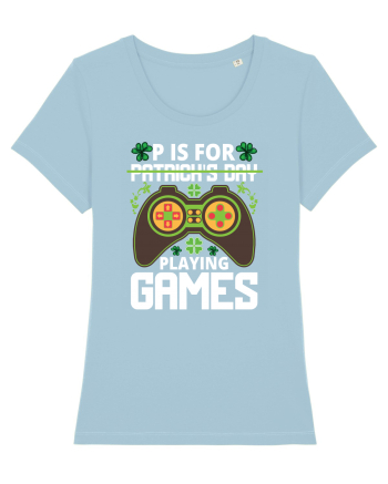 P is for Playing Games Sky Blue