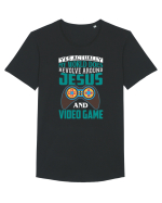 Yes Actually My World Does Revolve Around Jesus And Video Game Tricou mânecă scurtă guler larg Bărbat Skater