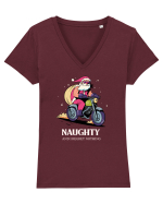 Naughty and I regret nothing - Biker Claus Tricou mânecă scurtă guler V Damă Evoker