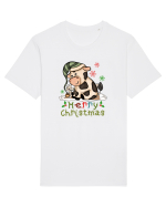 Vacă drăguță Merry Christmas HO HO HO Tricou mânecă scurtă Unisex Rocker