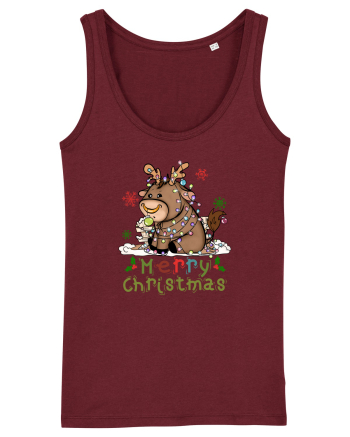 Vacă drăguță Merry Christmas Burgundy