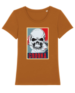 Corona Skull Tricou mânecă scurtă guler larg fitted Damă Expresser