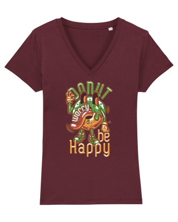 Donut Worry Be Happy Burgundy