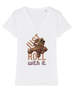 Just Roll With It Tricou mânecă scurtă guler V Damă Evoker