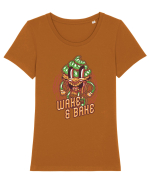 Wake and Bake Tricou mânecă scurtă guler larg fitted Damă Expresser